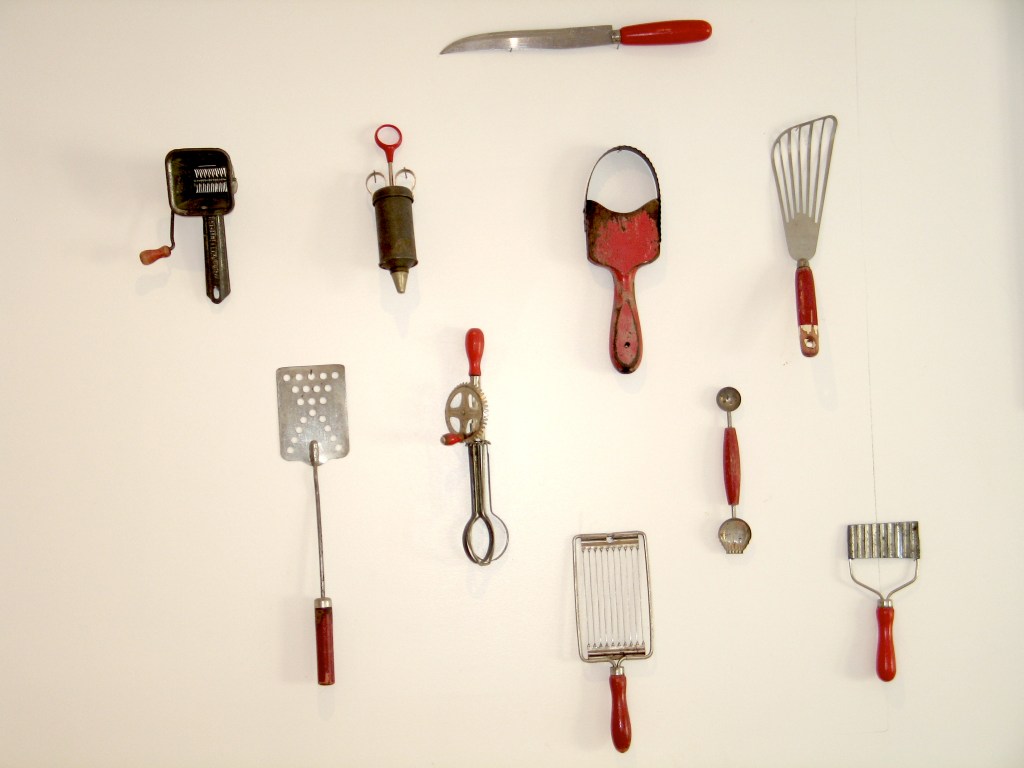 Who needs crystal animals when you can collect red, antique cooking&nbsp;utensils?
