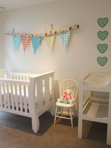 Green lace doily hearts vinyl stickers nursery